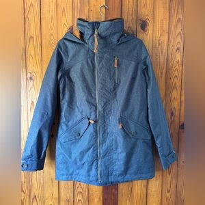 Burton Navy Hooded Raincoat with Chest Pocket